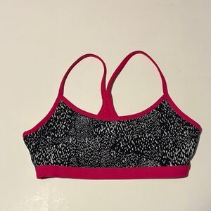 Fabletics Red and Black Patterned Sports Bra